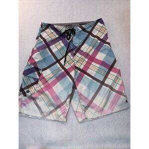 Buckle BKE Sport Athletic Fit Board Shorts Mens Size 30/23Cargo Plaid READ